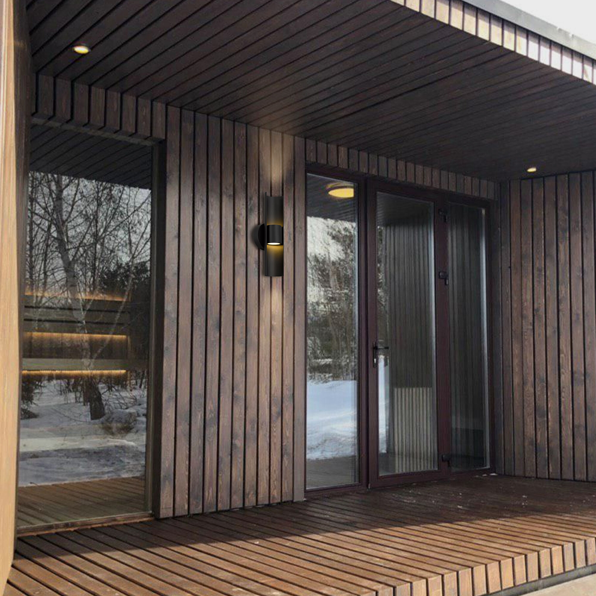 Hugo LED 14 inch Sand Black Outdoor Wall Sconce